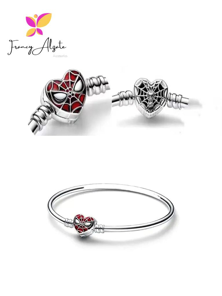 Pulsera estilo pandora con broche de Spiderman
