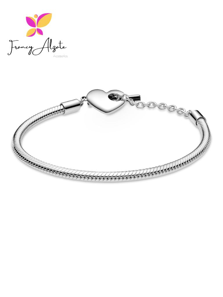 Pulsera estilo pandora con broche de corazón