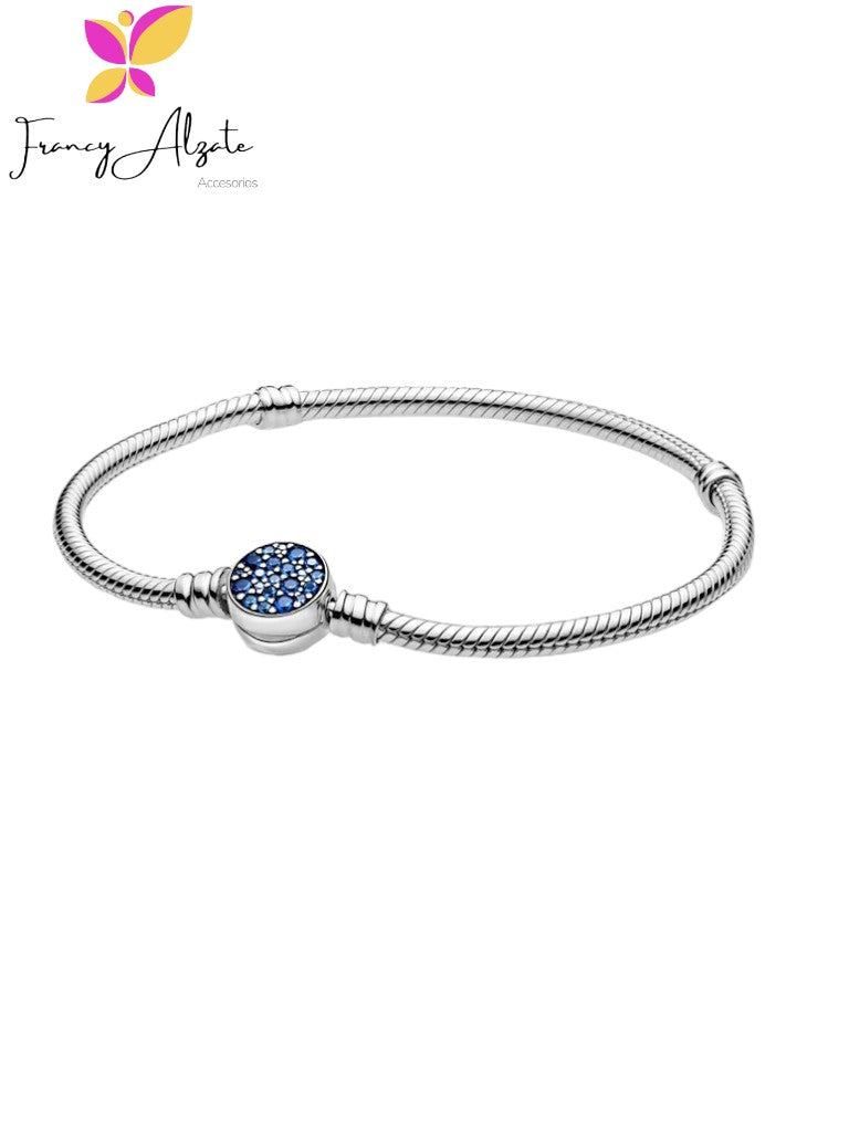 Pulsera estilo pandora con broche circones azules