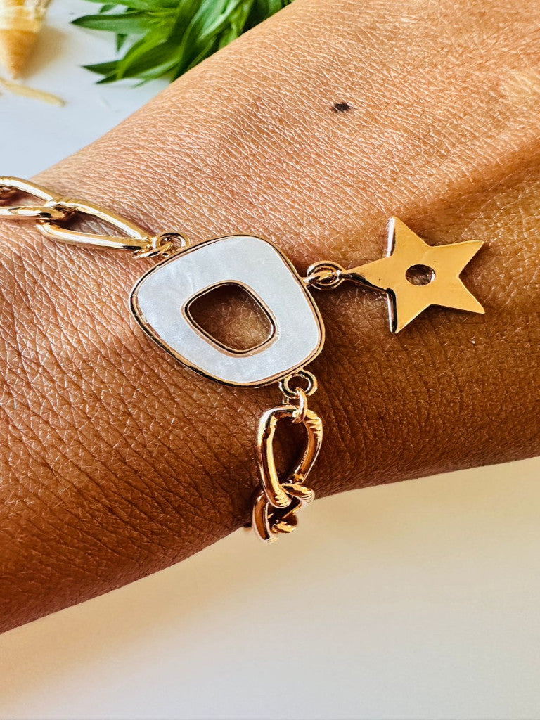 Pulsera de eslabones y centro estrella nacar