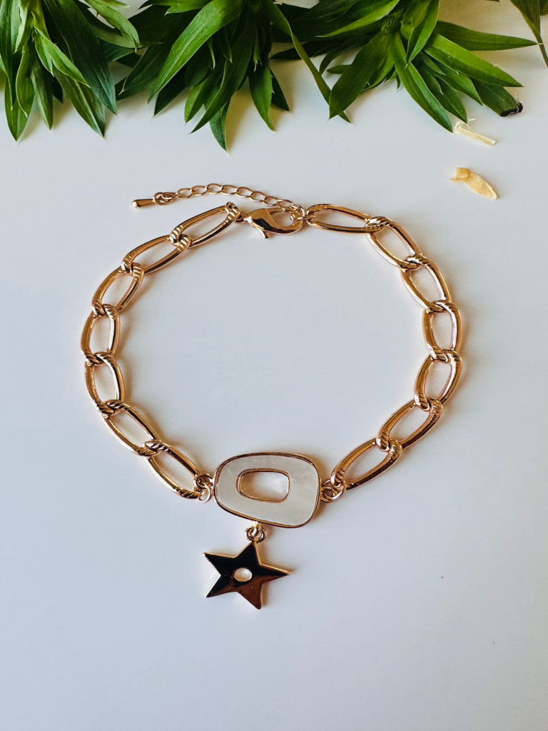 Pulsera de eslabones y centro estrella nacar
