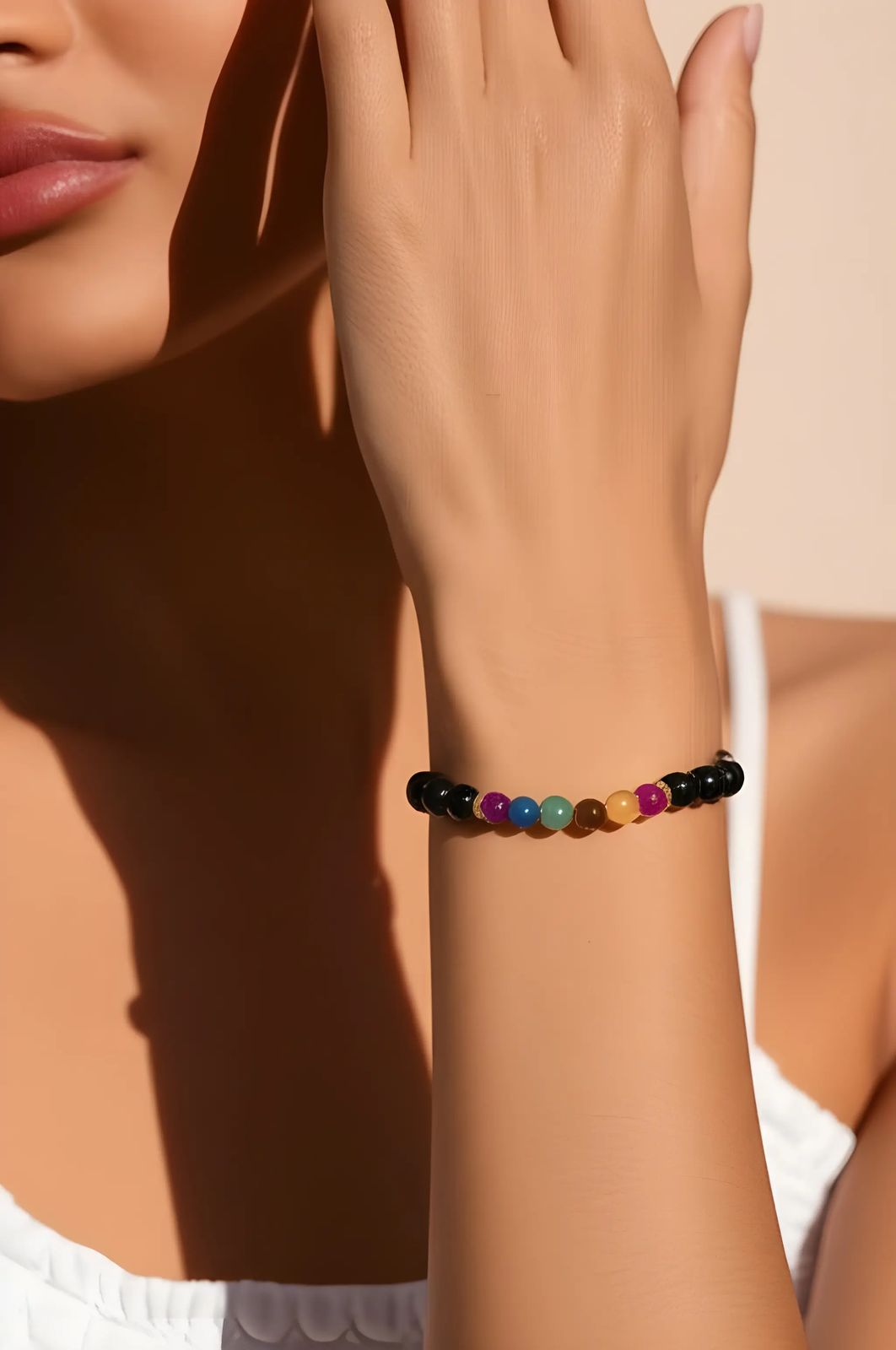Pulsera 7 chakras con onix