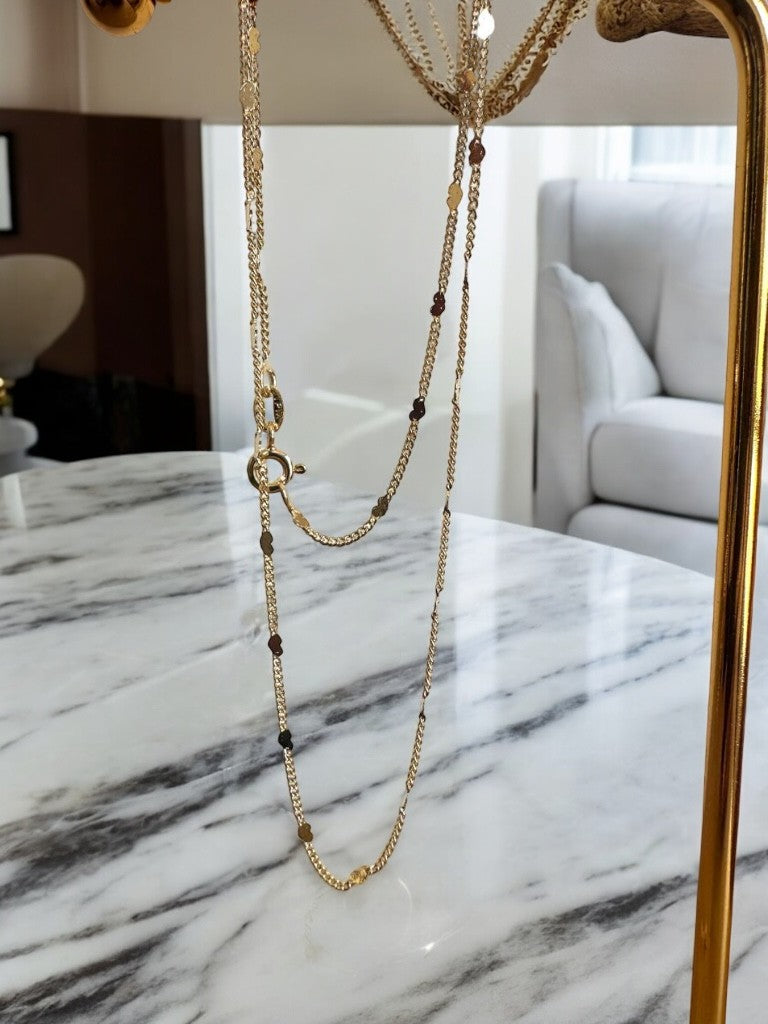 Cadena corazón plano eslabon en oro laminado 18k
