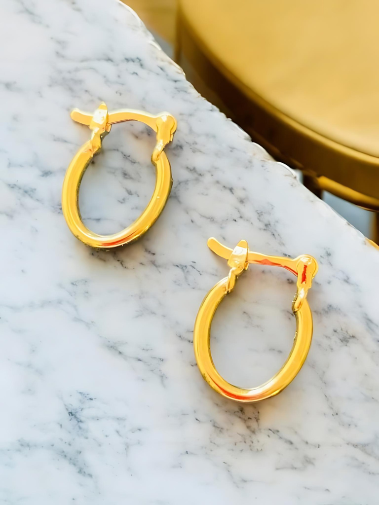 Candongas óvalo angosto 10mm oro laminado 18k