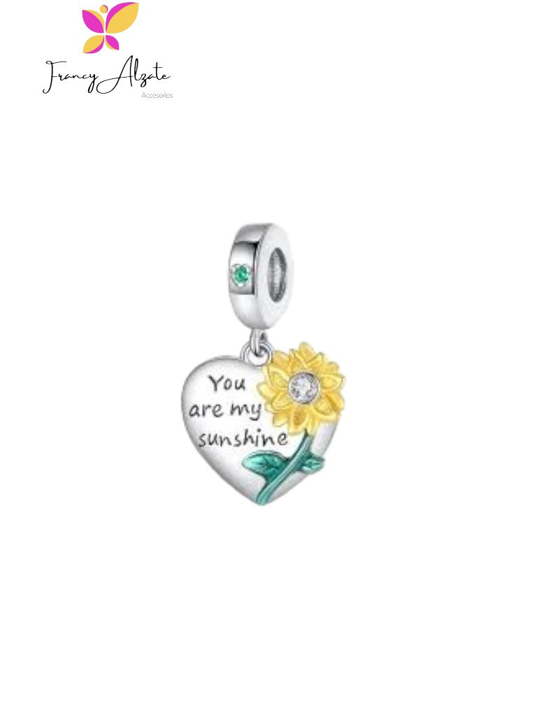 Dije pandora corazón y girasol