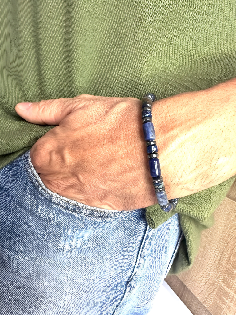 Pulsera elástica lapislázuli