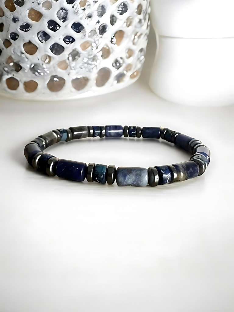Pulsera elástica lapislázuli