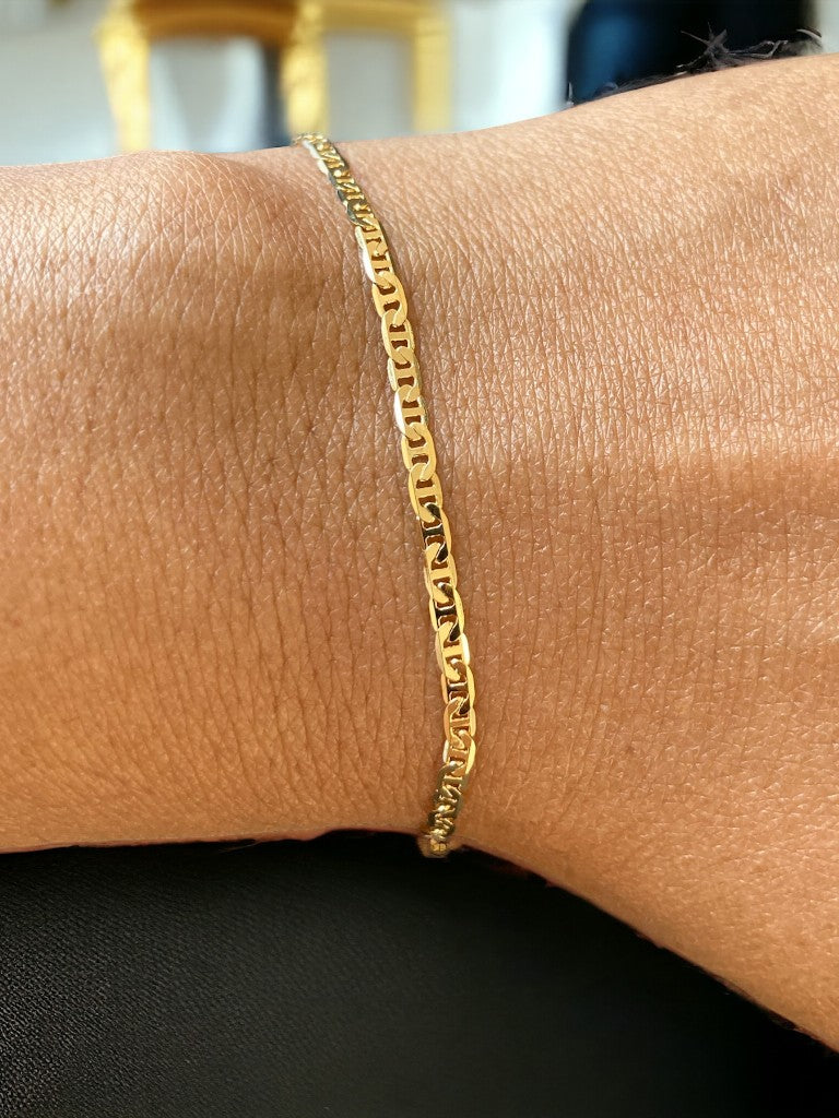 Pulsera escalera plana oro laminado 18k