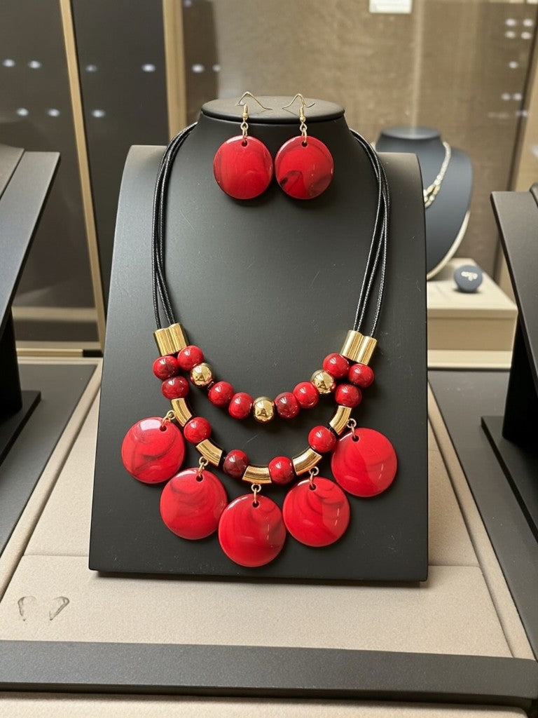 Set de collar y aritos en acrílico