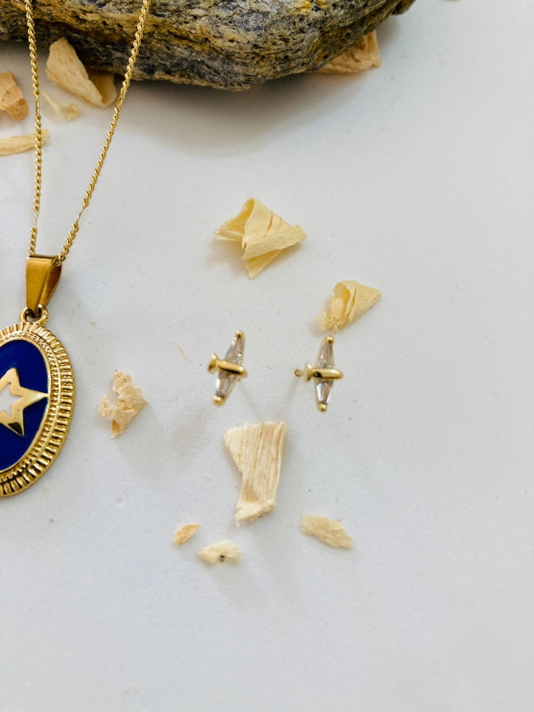 Cadena en covergold dije medalla tipo estrella con topos