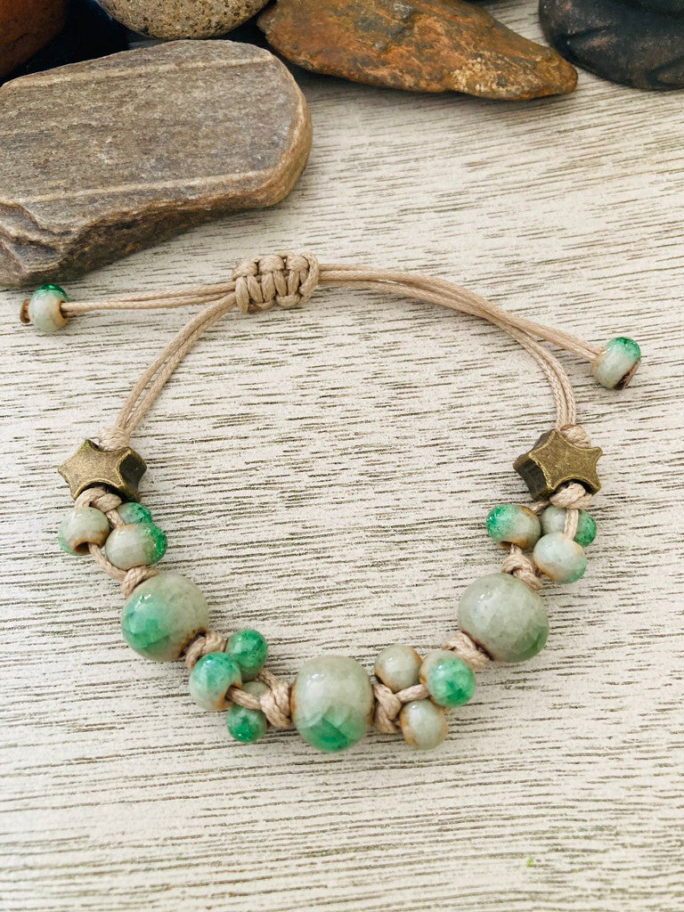 Pulsera de cuentas de cerámica estilo Retro
