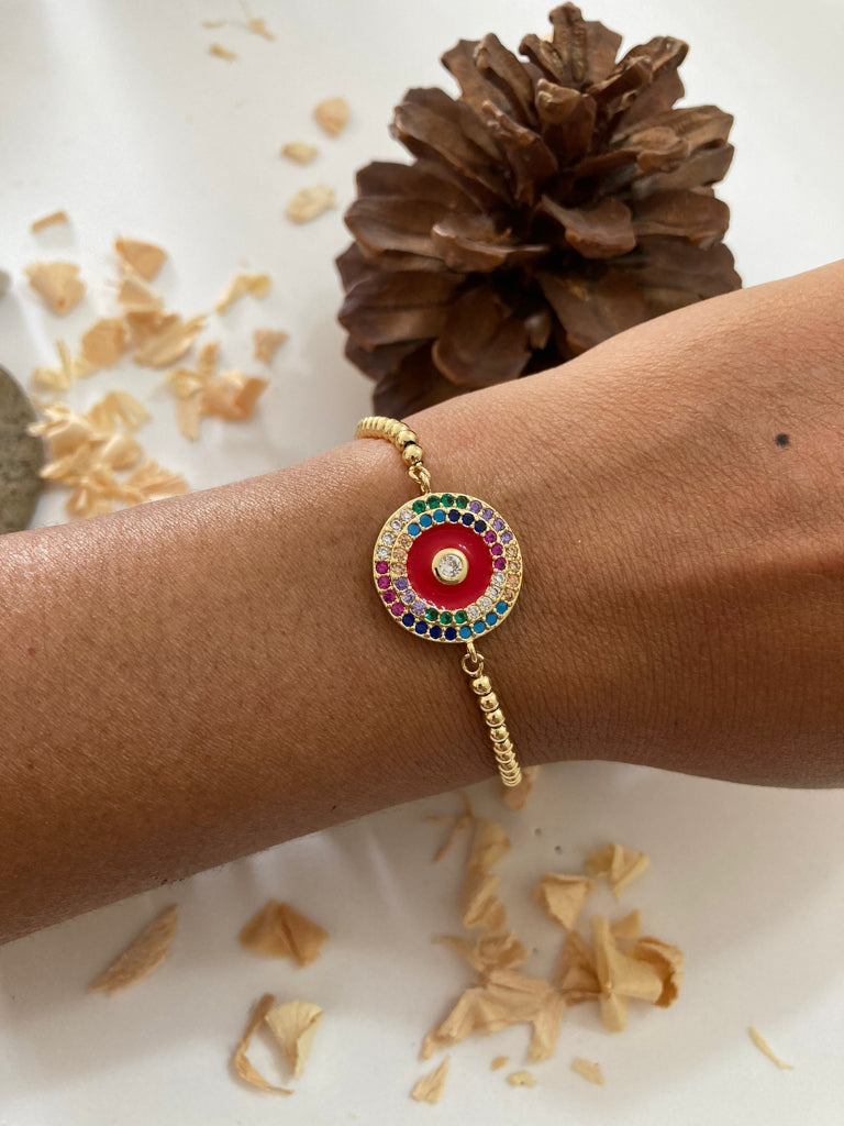 Pulsera covergold circulo piedras de colores