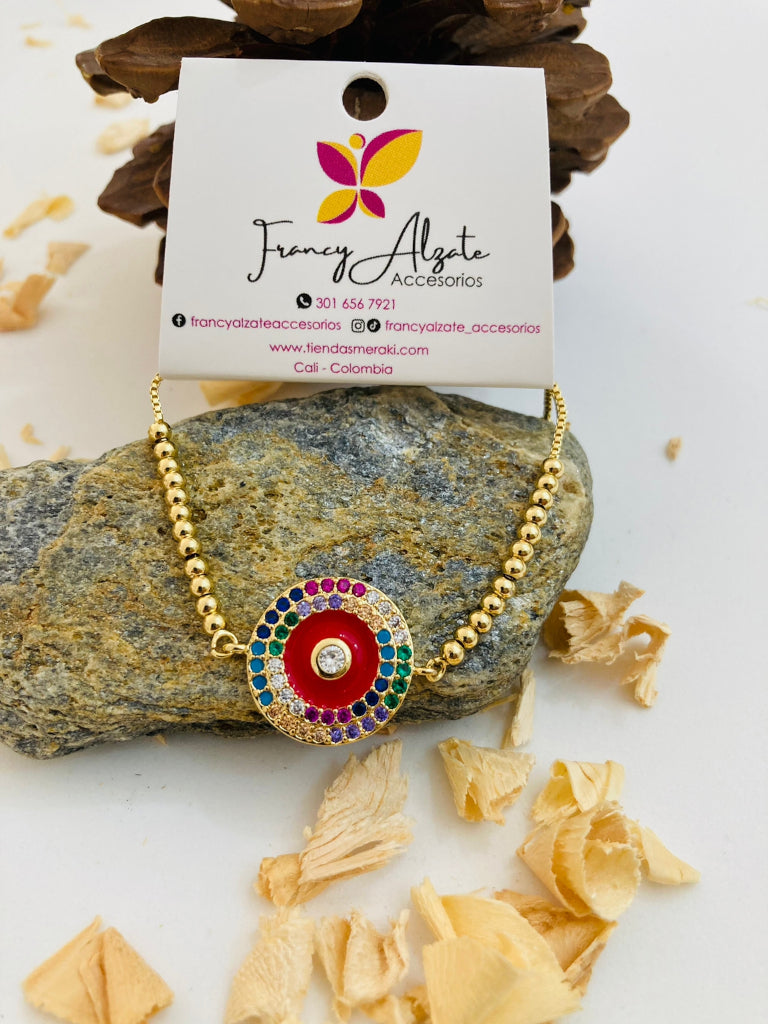 Pulsera covergold circulo piedras de colores