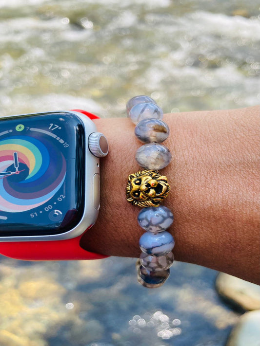 Pulsera con piedras naturales ágata vena de dragón.