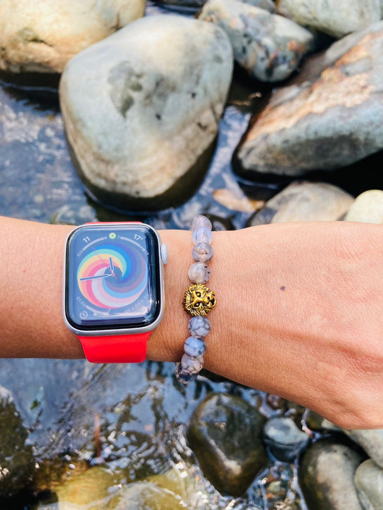 Pulsera con piedras naturales ágata vena de dragón.