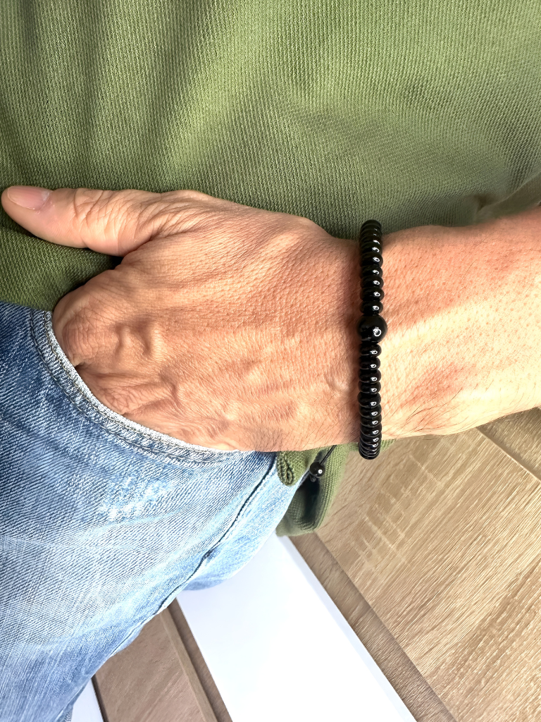 Pulsera ajustable con onix negro