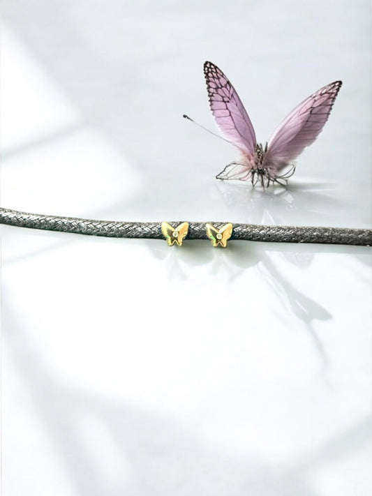 Topo Mariposa Minicircón en Oro Laminado 18K