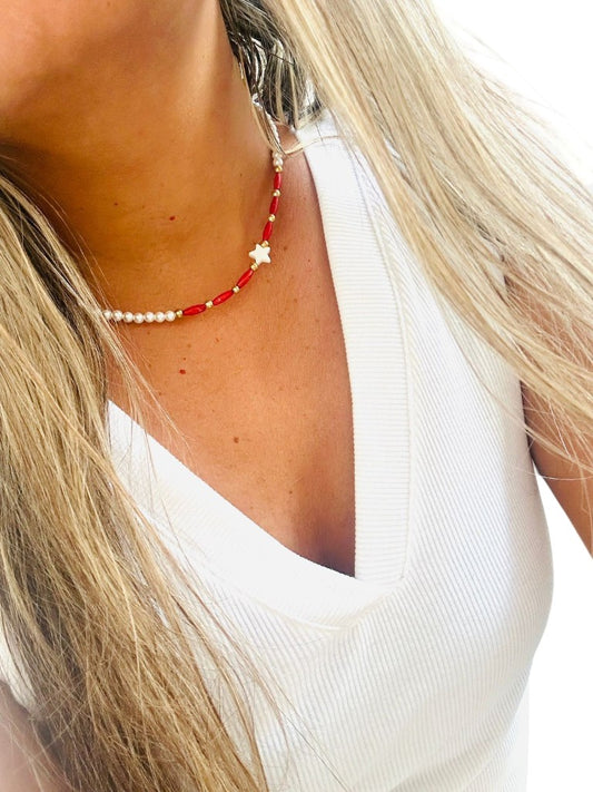 Choker de perlas y piedras