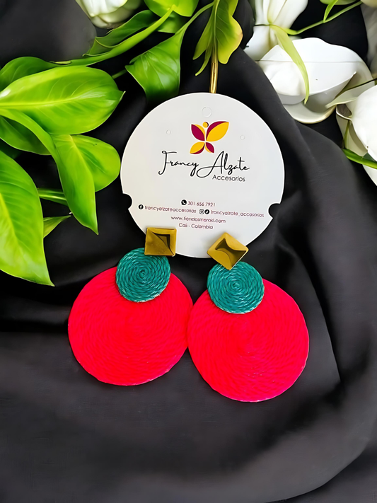 Aretes de terlenca fucsia - aguamarina