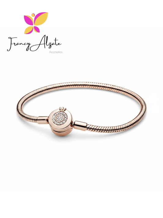 Pulsera estilo pandora hueso de serpiente broche corona