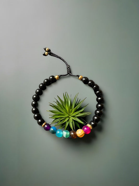 Pulsera 7 chakras con onix