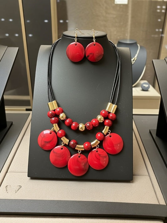 Set de collar y aritos en acrílico