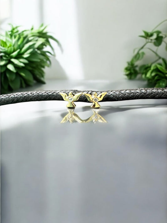 Minitopo Espíritu Santo con circón  en oro laminado 18K