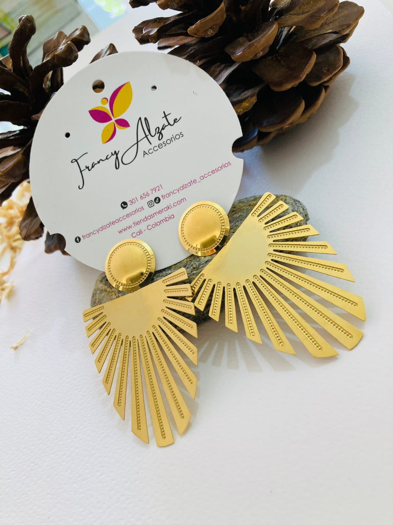 Aretes maxitopos tipo flor en acero